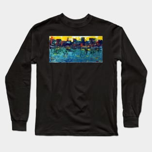 City Port Sunset - Acrylic on Canvas Long Sleeve T-Shirt